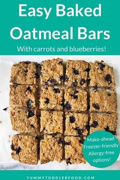 easy baked oatmeal bars with carrots and blueberries