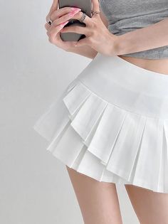 Soft aesthetic Mini skirt with pants Color: Pink, Black, Grey, White, Khaki Unit: CM Waist Length XS 60 30 S 64 31 M 68 32 L 72 43 * 1cm ≈ 0.3937 inchNote: There may be 2-3cm error due to manual measurement. If you need size help, please drop us a message, we'd love to help. Layered Mini Skirt, Suspender Dress, Casual Elegance, Dark Fashion, Retro Inspired, Grey And White, Night Out, Black And Grey, Black Pink