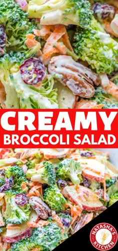 this creamy broccoli salad is loaded with carrots, celery and shrimp