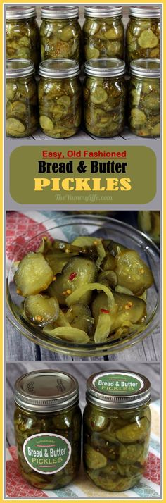 pickles in jars with the title how to cook pickles from fresh & butter pickles