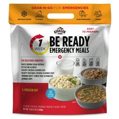 Main Description: Augason Farms BE READY Emergency Meal kits are designed for affordability and conveniencenot to mention great flavorso you can always be prepared with survival food in every location you spend time. Places like home, workplace, automobile, RV, cabin, boat, and second home are critical locations for an emergency food supply. And dont forget to prepare your college student (and give yourself one less thing to worry about) by sending him or her off to school with BE READY kits for Emergency Meals, Maple Brown Sugar Oatmeal, Survival Food Kits, Chicken Flavored Rice, Brown Sugar Oatmeal, Emergency Food Supply, Creamy Potato Soup, Banana Chips, Emergency Food