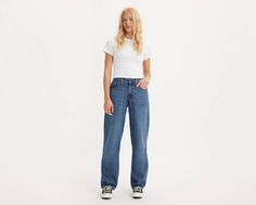 The kind of jeans you might steal from your dad's closet;but baggier. With a mid rise and straight leg, our Baggy Dad jeans are relaxed yet flattering with extra room for a subtle edge. Throw on your favorite kicks for that chill ‘90s look any day of the week. A fit inspired by the way our dads rock their jeans;but baggier Featured in a mid rise with a straight leg Roomy and slouchy through the hip and thigh Designed to stack at the hem Engineered to keep you cool and wick away moisture Dad Jeans Outfit, 501 Outfit, Fit Inspired, Outfits Baggy, 90s Looks, Dad Jeans, Levi’s 501, Extra Room, Levis Jeans