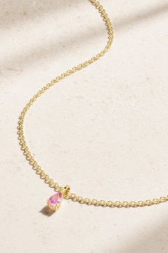 Anita Ko's necklace is the perfect everyday piece. It's cast from 18-karat gold and set with a 0.55-carat pear-cut pink sapphire. Wear yours layered with similar styles. Elegant Yellow Gold Necklaces With Pink Sapphire, Yellow Gold Pink Sapphire Necklace, Elegant Pink Pendant Birthstone Necklace, Luxury Pink Briolette Necklace, Elegant Pink Sapphire Gemstone Necklace, Fine Jewelry Pink Sapphire Pendant Necklace, Fine Jewelry Pink Sapphire Necklace Gift, Fine Jewelry Pink Teardrop Pendant, Pink Teardrop Pendant Fine Jewelry