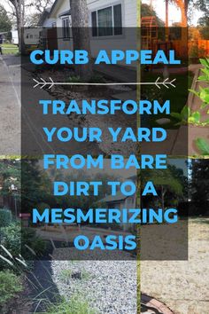 the words curb appeal transform your yard from bare dirt to a mesmerizing oasis