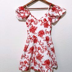 Do+Be Nwt Tomorrow Can Wait Dress Red Floral Beautiful Floral White Dress With Red Floral Designs Size Small Measurements Taken Laying Flat And Are Approximate: Chest: 14" Length: 24" 100% Cotton C2 Red A-line Mini Dress For Beach, Red A-line Mini Dress For The Beach, Red Printed Summer Mini Dress, Red Printed Mini Dress For Vacation, Red Printed Mini Dress For Day Out, Printed Red Dress For Brunch, Red Printed Dresses For Brunch, Red Printed Dress For Brunch, Red Cotton Summer Mini Dress