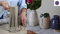 a woman is making vases with happy accident glaze