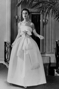 1958  Dior Dior Collection, White Evening Dress, Look Retro, Dior Couture