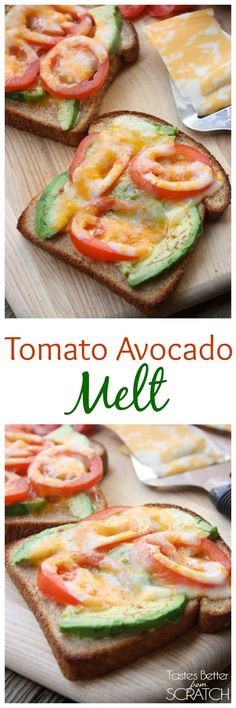 tomato avocado mele sandwich with cheese and lettuce on toasted bread