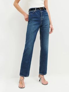 Cynthia High Rise Straight Jeans - Sustainable Denim | Reformation Paris Winter Outfits, Straight Leg Jeans Outfit, Fall Bottoms, Byron Bay Beach, Parisian Street Style, Reformation Jeans, Sustainable Denim, High Rise Straight Leg Jeans, Sustainable Wardrobe