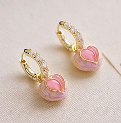 Sweet Peach Girl Earrings PN6630 Valentine's Day Pink Kawaii Earrings, Kawaii Drop Earrings, Elegant Peach Dangle Earrings, Kawaii Hypoallergenic Drop Earrings, Pink Kawaii Drop Earrings, Shop Till You Drop, Sweet Peach