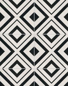 a black and white tile pattern that looks like it is made out of different shapes