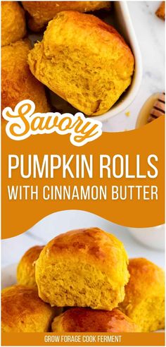 sweet pumpkin rolls with cinnamon butter are the perfect treat for fall and halloween they're so easy to make