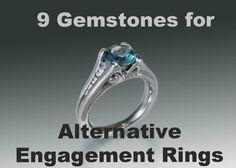 an engagement ring with the words 9 gemstones for alternative engagement rings in white gold