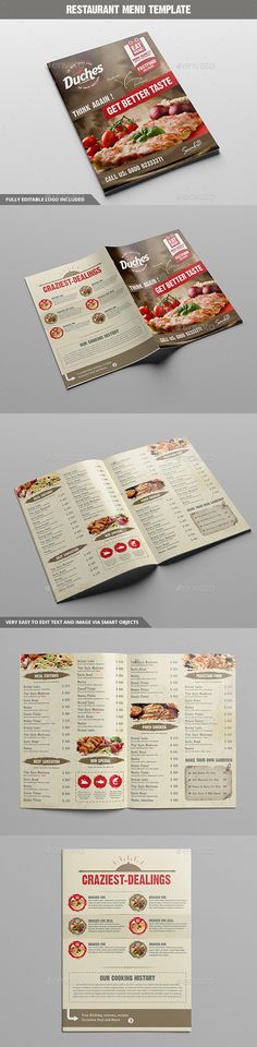 the menu is shown in three different colors