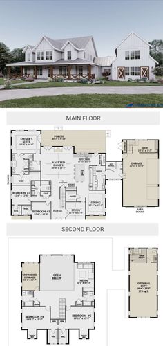 two story house plans with large windows and lots of room