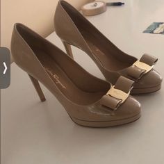 Brand New, Never Worn! Comes With The Dust Bag And Box. Beige Luxury Heels For Professional Wear, Luxury Beige Heels For Office, Luxury Beige Patent Leather Heels, Designer Beige Calf Leather Heels, Designer Beige Heels For Formal Occasions, Salvatore Ferragamo Pumps, Ferragamo Pumps, Salvatore Ferragamo Shoes, Ferragamo Shoes