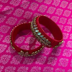 Comes With Set Seen Here. Can Be Used Alone Or To Mix And Match With Other Bangles. The Word Bangle Has Been Derived From The Hindi Word Bangri, Which In Sanskrit Means The Ornament Which Adorns The Arm. 2.5 Inch Diameter. Hindu / Indian / India Embroidered Festive Jewelry For Parties, Festive Red Embroidered Jewelry, Embellished Jewelry For Party Festivals, Embellished Jewelry For Party And Festivals, Red Embellished Party Jewelry, Red Embellished Wedding Jewelry, Asos Jewelry, Thread Bangles, Red Thread