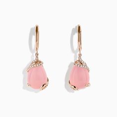 Effy 14K Rose Gold Rose Quartz and Diamond Drop Earrings Luxury Rose Gold Teardrop Earrings, Elegant Rose Gold Earrings For Evening, Rose Gold Jewelry With Matching Earrings For Evening, Rose Gold Teardrop Earrings For Evening, Exquisite Rose Gold Earrings For Formal Occasions, Evening Rose Gold Jewelry With Matching Earrings, Evening Teardrop Rose Gold Earrings, Elegant Pink 14k Gold Earrings, Luxury Pink Gold Earrings For Formal Occasions