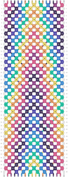 a cross stitch pattern with different colors and shapes on the front, side, and back