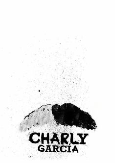 a black and white photo with the words charly garcia on it