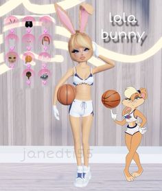 a cartoon character holding a basketball in front of a wooden wall with bunny ears on it