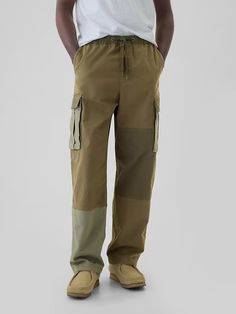 Patchwork Cargo Pants | Gap Casual Gap Cotton Cargo Jeans, Khaki Cargo Jeans With Elastic Waistband, Gap Utility Cargo Pants With Side Pockets, Casual Gap Cargo Pants With Side Pockets, Gap Utility Cotton Cargo Pants, Casual Gap Cargo Pants, Gap Utility Pants With Pockets, Gap Cotton Cargo Pants With Pockets, Gap Streetwear Pants With Elastic Waistband