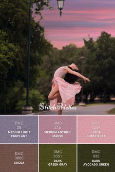 a woman is doing an acrobatic move in front of a street light