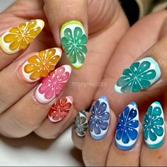 Spring summer jelly fruit nails #green #yellow #purple #blue #pink #orange #acrylic #acrylicnaildesigns Rainbow Nail Art Designs, Jelly Fruit, Fruit Nails, Rainbow Nail Art, Rainbow Nail, Best Gel Nail Polish, Sunflower Nails, Tie Dye Nails, Butterfly Nail Art