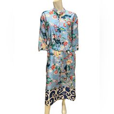 Zara Kimono Dress Bottom Down 3/4 Sleeves Satin Open On The Sides Belt Waist New With Tag Daywear Dresses With Floral Print And 3/4 Sleeves, Casual Floral Print Maxi Dress With 3/4 Sleeve, Casual Floral Print Dress With 3/4 Sleeves, Casual Maxi Dress With Floral Print And 3/4 Sleeve, Blue Rayon Maxi Dress For Daywear, Summer Silk Dress With 3/4 Sleeves, Silk Summer Dress With 3/4 Sleeves, Blue Floral Print Viscose Dress, Casual Silk Maxi Dress With Floral Print