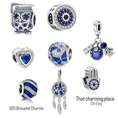 Sterling Silver charms, comes with a velvet gift pouch  welcome to the blue collection  Build your own charm bracelet with the array of charms available in my store.  Select your chosen charm from the drop down menu Fits pandora bracelet, can also be used as necklace charms/pendants.   As always thanks for viewing 🤍 Handmade Blue Sterling Silver Charm Bracelet, Blue Sterling Silver Charms For Gifts, Bohemian Blue Charm Bracelet As A Gift, Bohemian Blue Charm Bracelet For Gifts, Bohemian Blue Charm Bracelet As Gift, Bohemian Blue Charm Bracelet Gift, Blue Charm Bracelet With Dangling Charms As Gift, Blue Jewelry With Removable Charms For Gift, Blue Jewelry With Removable Charms As A Gift