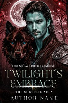 the cover to twilight's embrace, featuring a wolf and a man in armor