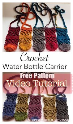 crochet water bottle carrier free pattern video