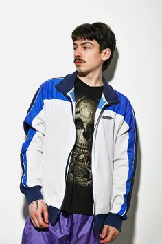 🚀Get it before Christmas by choosing super-fast DHL Express shipping at your cart (checkout). It takes only 1-2 b. days to European Union countries and 2-5 b. days to USA, Canada and other countries. All orders are ready to ship in 1 b. day. 🔥PUMA retro track jacket in white blue colour. Size - XL. Model is 177 cm / 5ft 9.6" tall and usually wears size M. Very good vintage condition. Only 1 available! All orders are shipped every day Worldwide from ���🇪🇺EU. Safe registered standard delivery wit Vintage Sport, Tracksuit Tops, Vintage Sports, Blue Colour, Track Jacket, Jumper Sweater, Track Jackets, Dhl Express, Quality Clothing