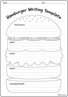 a hamburger writing template for kids