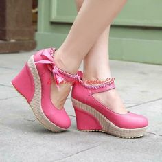 Elegant Pink Wedge Sandals With Round Toe, Pink Wedge Sandals With 4-inch Heel And Round Toe, Elegant Platform Wedge Sandals With Round Toe, Casual Wedge Sandals With Platform And Pointed Toe, Party Wedge Sandals With Round Toe, Pink Closed Toe Platform Wedge Sandals, Pink Platform Wedge Sandals With Closed Toe, Casual Wedge Sandals With 4-inch Heel And Round Toe, Platform Dress Shoes