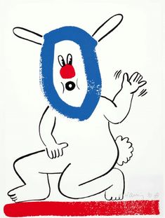 an image of a drawing of a cartoon character on a red, white and blue background