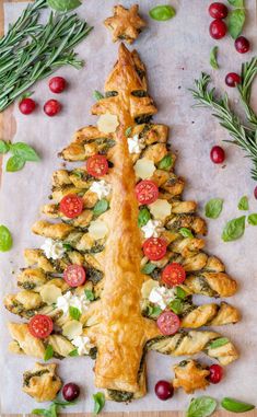 a christmas tree made out of puff pastry