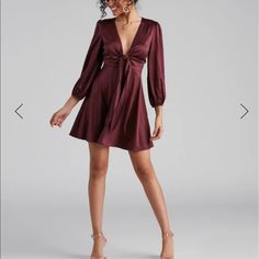 Satin Plum Colored New Dress, Don’t Like How It Looks On Me And It’s Over The Return Time. Thanks For Looking Short Flowy Skirt, Beach Dress Casual, Dressy Dresses, Dress Satin, Puff Sleeve Dresses, Satin Mini Dress, Hoco Dresses, Party Dress Long, Flowy Skirt