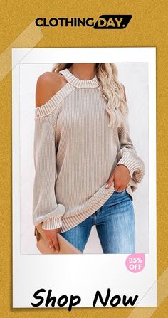 Sexy Off-shoulder Solid Color Loose Knit Sweater Loose Knit Sweater, Loose Knit Sweaters, Loose Knit, Fashion Street, Knit Sweater, Knitted Sweaters, Off Shoulder, Split, Sweaters For Women