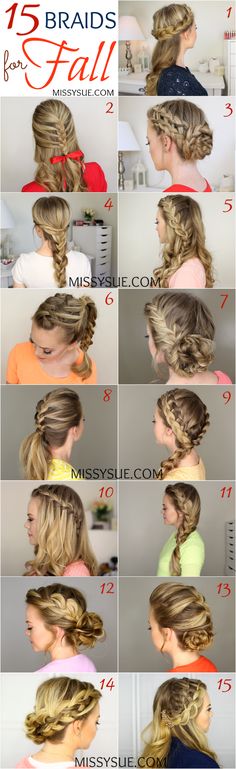 15 Braids for Fall from MissySue.com! #love Styles For Long Hair, Hair Summer, Trendy Hair, Summer Ideas, Braid Hairstyles, Prom Hairstyles