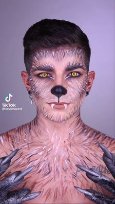 Werewolf Makeup, Wolf Makeup, Queen Of Halloween, Drag Make-up, Wolf Costume, Image Cat, Male Makeup, Face Painting Halloween, Halloween Costumes Makeup