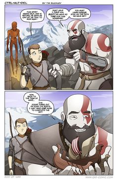 a comic strip with an image of two men in armor