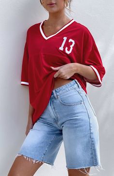 Moves To Make Oversized Sports Tee Red