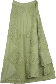 Green Prairie Razor Cut Wrapper Skirt | Green | Wrap-Around-Skirt Casual Green Cotton Wrap Skirt, Spring Green Cotton Wrap Skirt, Green Cotton Wrap Skirt For Spring, Wrapper Skirt, Boho Pajamas, Bridesmaids Outfits, Long Green Skirt, Modest Clothes, Boho Tie Dye