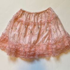 Beautiful Light Pink Skirt With Embroidered Tile Overlay Skirt. Pretty Pastel Floral Embroidery. New With Tags! Size 3/4 And 7/8 Available - Slightly Different Looks. Floral Embroidered Mini Skirt For Party, Party Mini Skirt With Floral Embroidery, Spring Festive Tiered Skirt, Festive Tiered Skirt For Spring, Festive Spring Tiered Skirt, Pink Embroidered Skirt, Pink Festive Skirt For Spring, Festive Pink Skirt For Spring, Festive Pink Skirt For Spring Season