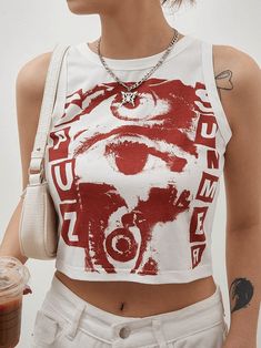 Spirit Eye Graphic Tank Top - HouseofHalley Emmiol Tops, Eye Graphic, Street Y2k, Y2k Punk, Estilo Hippie, Ootd Outfits, Eye Pattern, Grunge Girl, Swaggy Outfits