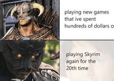 two different pictures with the same caption for each one, including an image of a man in armor