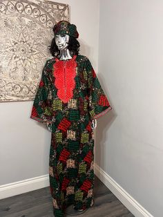 African/Nigeria bubu outfit. One size. Please note measurements: Width: 64inches Arm hole: 20inches Length: 62inches Bohemian Long Red Sets, Green Fitted Long Kaftan, Fitted Long Green Kaftan, Green Bohemian Long Sets, Long Bohemian Green Sets, Fitted Red Long Sleeve Kaftan, Bohemian Fitted Long Thobe, Fitted Long Bohemian Thobe, Fitted Multicolor Kaftan With Kimono Sleeves