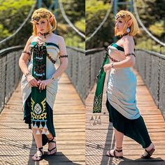 Happy to show you what @miccostumes sent me! One of the prettiest cosplays I've ever worn! The details are insane and it's really comfortable to wear! They also provided me with a wig which was really cool! I will show you more of it! 💚 . Photos by @radore . . #miccostumes #miccostumespartner #zeldacosplay #princesszeldacosplay #tearsofthekingdom #tearsofthekingdomcosplay #zelda Legend Of Zelda Makeup Looks, Zelda Inspired Outfits, Breath Of The Wild Cosplay, Princess Zelda Cosplay, Zelda Costume, Cool Cosplay, Zelda Dress