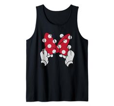 PRICES MAY VARY. Official Disney Merchandise Disney Minnie Mouse T-Shirts for Women, Men, Boys, and Girls Lightweight, Classic fit, Double-needle sleeve and bottom hem Disney Minnie Mouse Summer Tops, Black Disney Top For Summer, Black Disney Summer Top, Bow Tank Top, Disney Merchandise, Red Polka Dot, Men Boys, Cami Tanks, Minnie Mouse